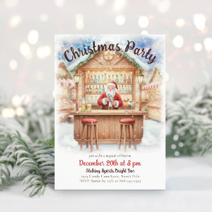 Invitación Cóctel Merry & Bright Santa Bar Navidad