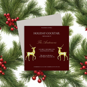 Invitación Cóctel Navideño Fiestero de Reno de Vacaciones Fie