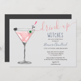 Invitación Cóctel rosa chica bruja ducha de novia Halloween