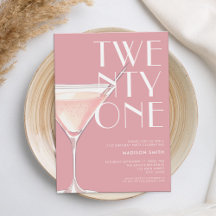 Cóctel rosado moderno 21º cumpleaños