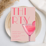 Invitación Cóctel rosado moderno 30 cumpleaños<br><div class="desc">Invitación moderna de 30 años con elegante tipografía de moda y diseño minimalista de color rosa</div>
