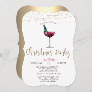 Invitación Cóctel, String Lights Gold Navidades Company