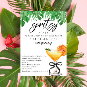 Invitación Cóctel Tropical Aperol Spritz Cumpleaños Chic 50