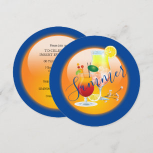 Invitación Cócteles adultos fiesta tropical hawaiano de veran