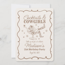 Invitación Cócteles beige y vacas Nash Bash Cumpleaños