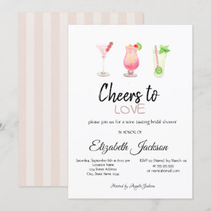 Invitación Cócteles Bridal Shower de verano a rayas