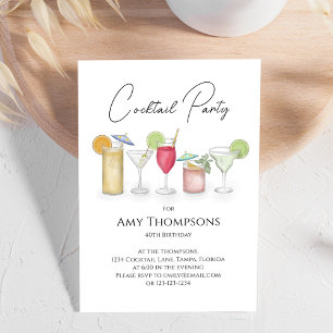 Invitación Cócteles coloridos de cumpleaños