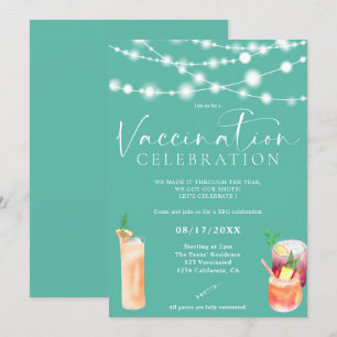 Invitación Cócteles con luces de cadena Celebración de la vac