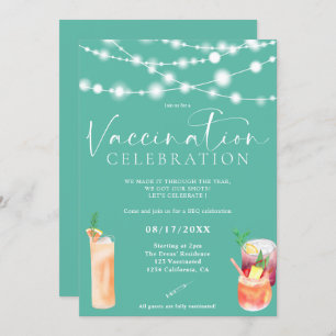 Invitación Cócteles con luces de cuerda Celebración de la vac