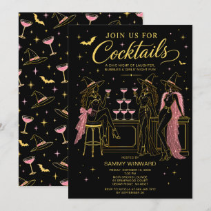 Invitación Cócteles de Brujas Noche de Chicas de Halloween