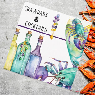 Invitación Cócteles de Crawdads y Fiesta del Mardi Gras