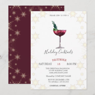 Invitación Cocteles de fiesta de Navidad Copos de nieve Compa
