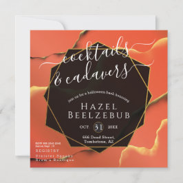Invitación Cócteles de Halloween Cadavers Black Golden Resume