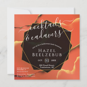 Invitación Cócteles de Halloween Cadavers Black Golden Resume