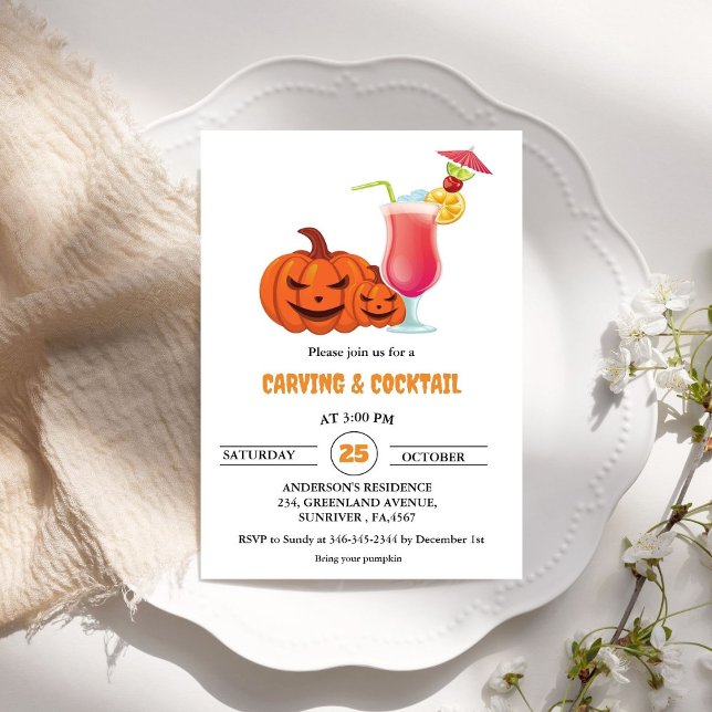 Invitación Cócteles de Halloween y Fiesta adulto tallador (Subido por el creador)