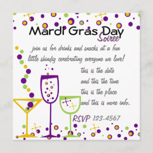 Invitación Cócteles de Mardi Gras