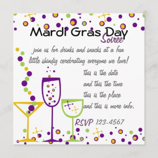 Invitación Cócteles de Mardi Gras