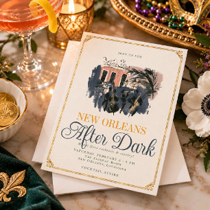 Invitación Cócteles de Mardi Gras de Nueva Orleans Después de