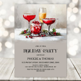 Invitación Cócteles de Navidad Fiesta de Holly