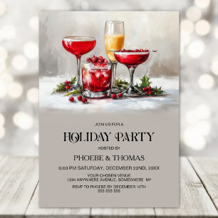Invitación Cócteles de Navidad Fiesta de Holly