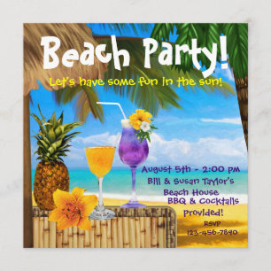 Invitación Cócteles de palmera Fiesta de playa para adultos