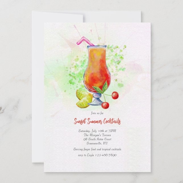 Invitación Cócteles de verano (Anverso)