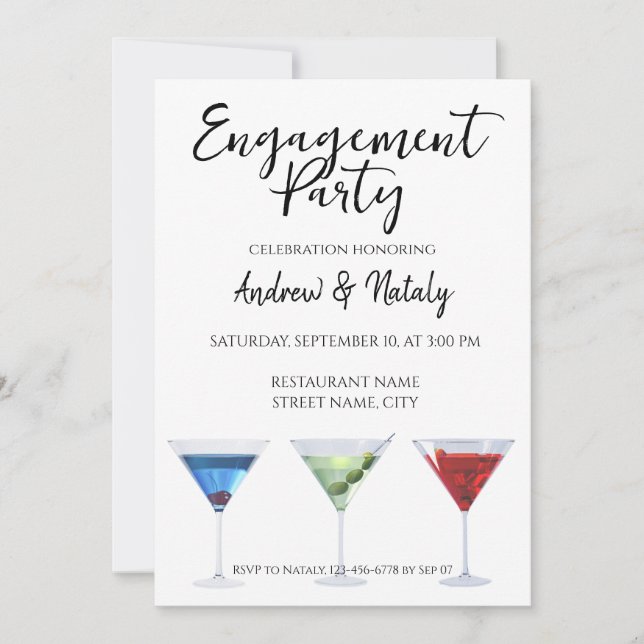 Invitación Cócteles divertidos coloridos (Anverso)