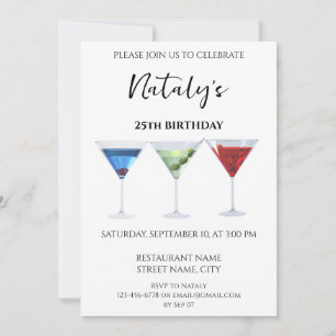 Invitación Cócteles divertidos coloridos