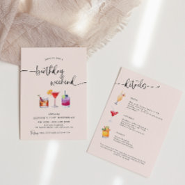 Invitación Cócteles divertidos Cumpleaños Fin de Semana Itine