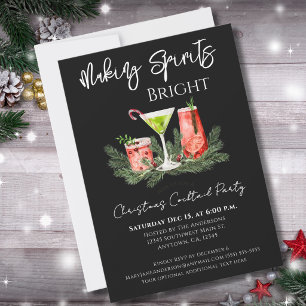 Invitación Cócteles Elegantes de Navidad que Iluminan los Esp