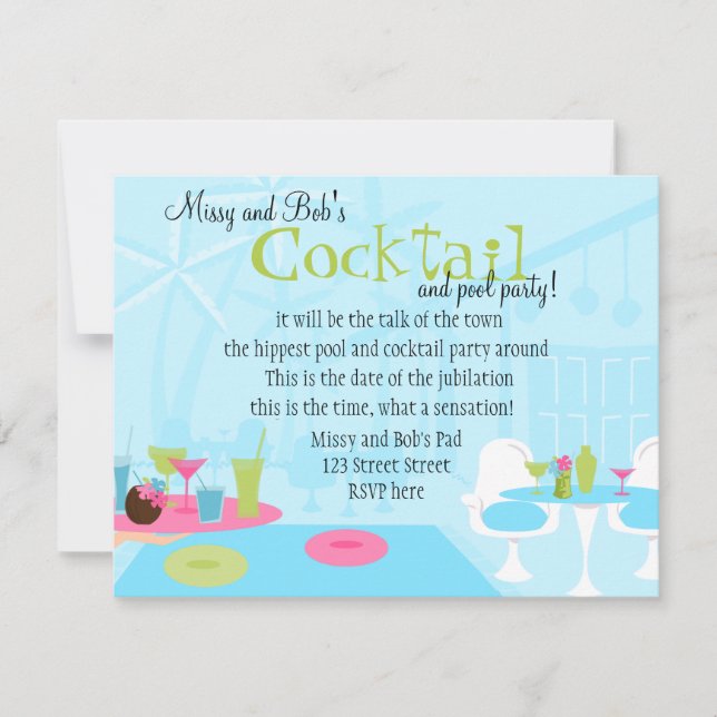 Invitación Cócteles en la piscina (Anverso)