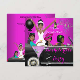 Invitación Cócteles en Limusina Rosa para Despedida de Solter
