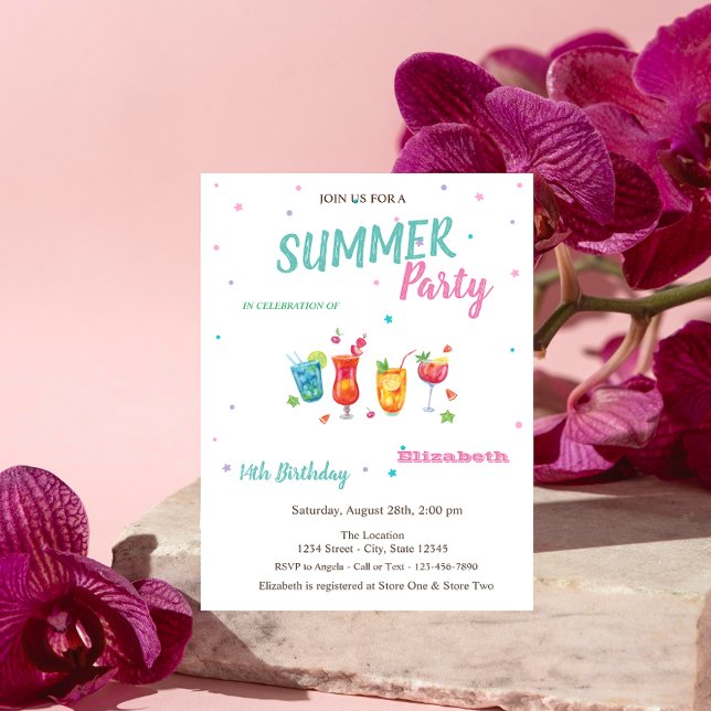 Invitación Cócteles Frutas Cumpleaños Verano  (Subido por el creador)