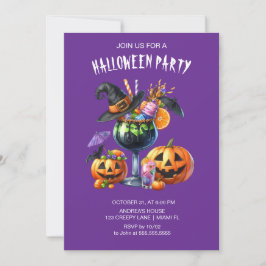 Invitación Cócteles góticos morados Halloween