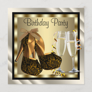 Invitación Cócteles Heel Shoes Mujeres Elegante Fiesta de Cum
