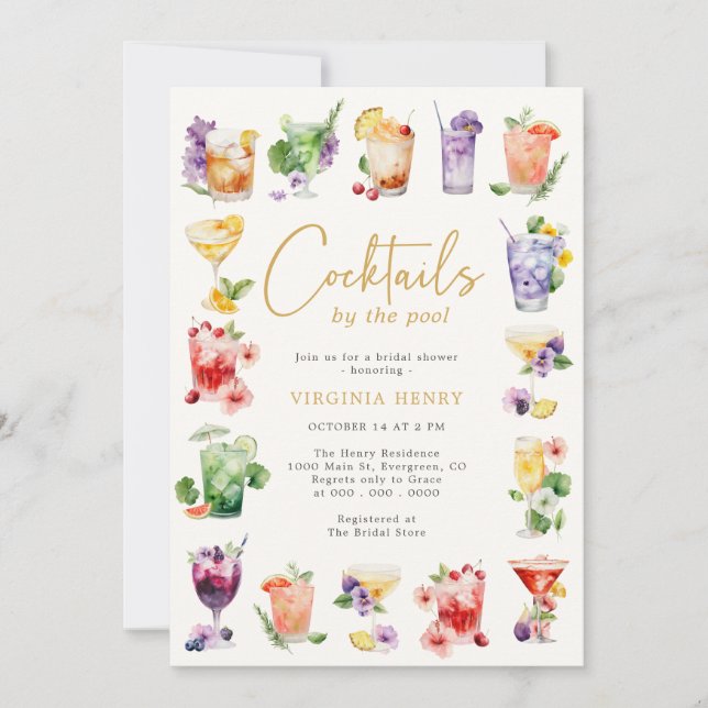 Invitación Cócteles junto a la piscina (Anverso)