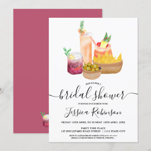 Invitación Cócteles modernos de chicas de color agua ducha de