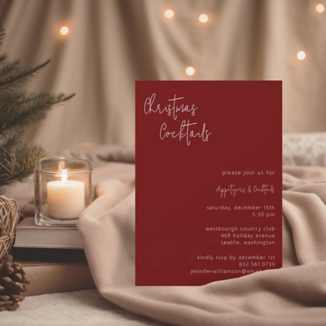 Invitación Cócteles modernos de Navidades rojos | Fiesta de v (Subido por el creador)