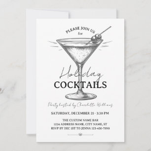 Invitación Cócteles Navideños Bebidas Negras y Blancas Navida