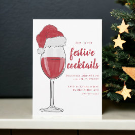 Invitación Cócteles Navideños Fiesta de Navidad Vino