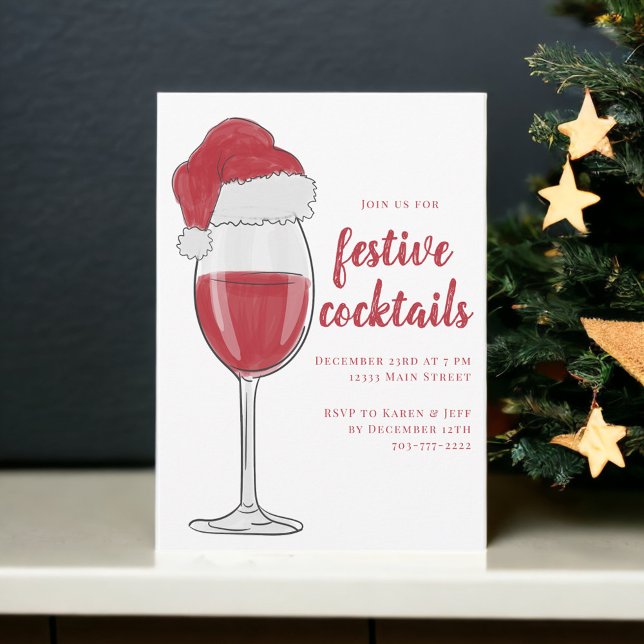 Invitación Cócteles Navideños Fiesta de Navidad Vino (Subido por el creador)