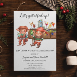Invitación Cócteles para la fiesta de Navidad Let's Get Elfed