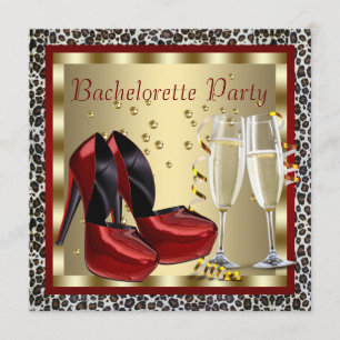 Invitación Cócteles Rojo de tacones altos zapatos Leopard Bac