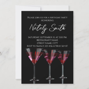 Invitación Cócteles rojos en copa de martini con cereza