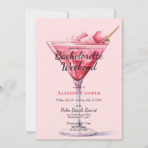 Invitación Cócteles rosados de moda   Bachelorette Weekend