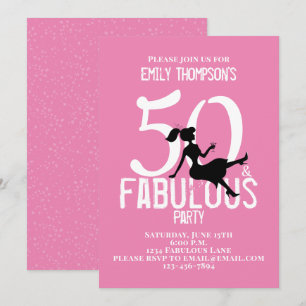 Invitación Cócteles rosas modernos de 50 y fabulosos cumpleañ