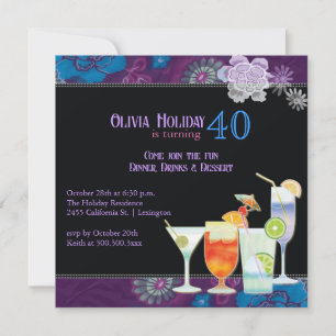 Invitación Cócteles tropicales 40.º Fiesta de cumpleaños