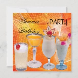 Invitación Cócteles Tropicales de Cumpleaños de Verano