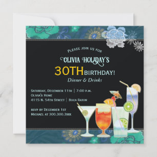 Invitación Cócteles tropicales Fiesta de cumpleaños número 30