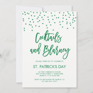 Invitación Cócteles y Blarney   Verde y blanco modernos